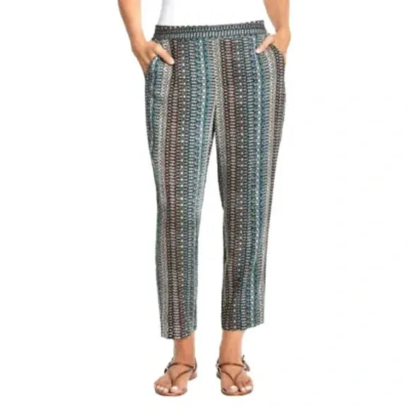 Jessica Simpson Printed Pull-On Pant: Casual, Trendy, Mid-Rise with Elastic Waistband