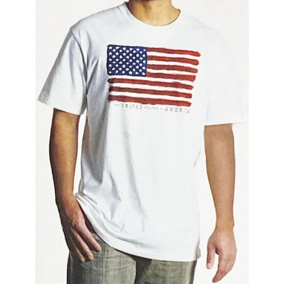 Great American Lakes and Timber Men's Short Sleeve Patriotic Graphic T-Shirt (White, Medium)