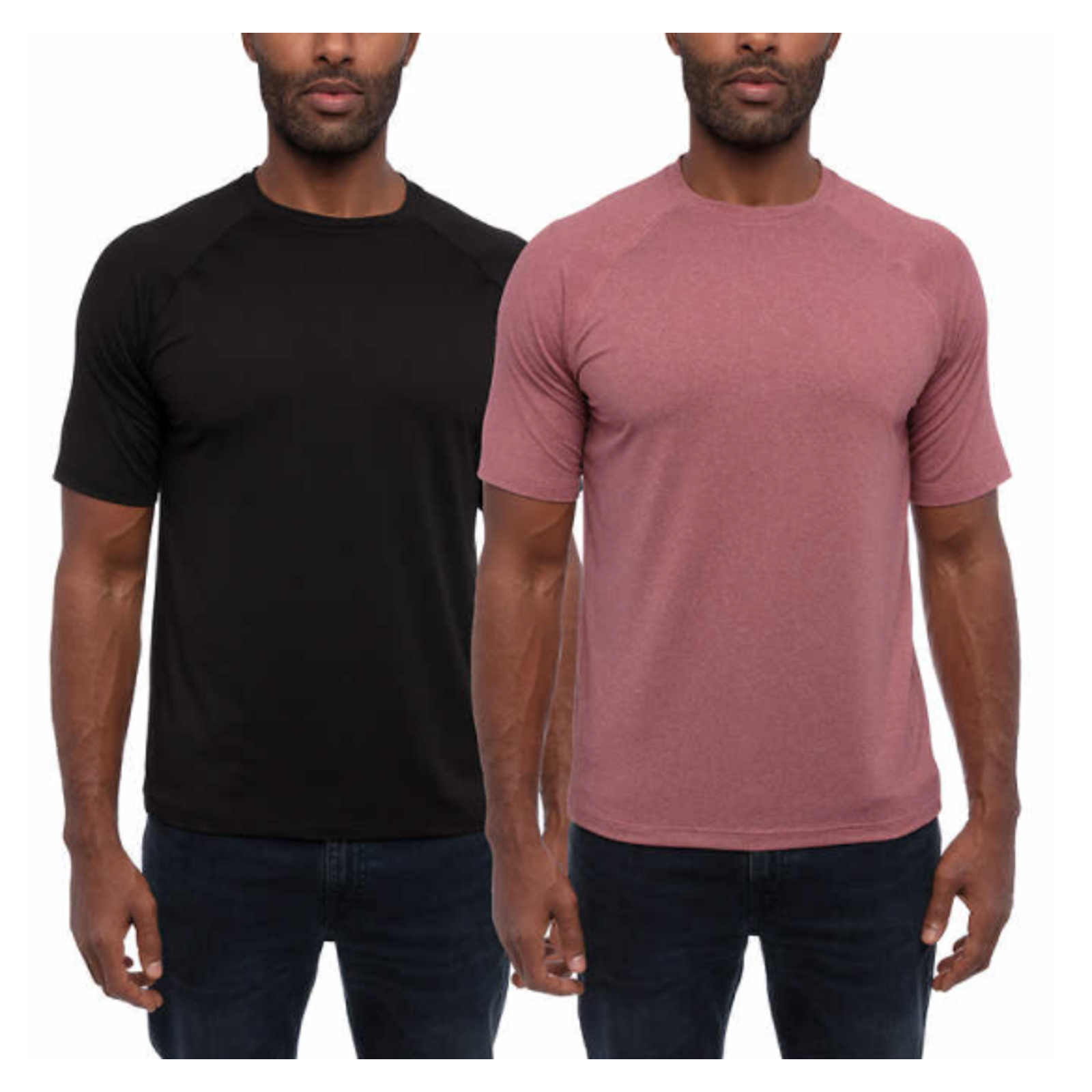 Glacier Men's 2-Pack T-Shirts (Black Solid/Burgundy Heather, XL)