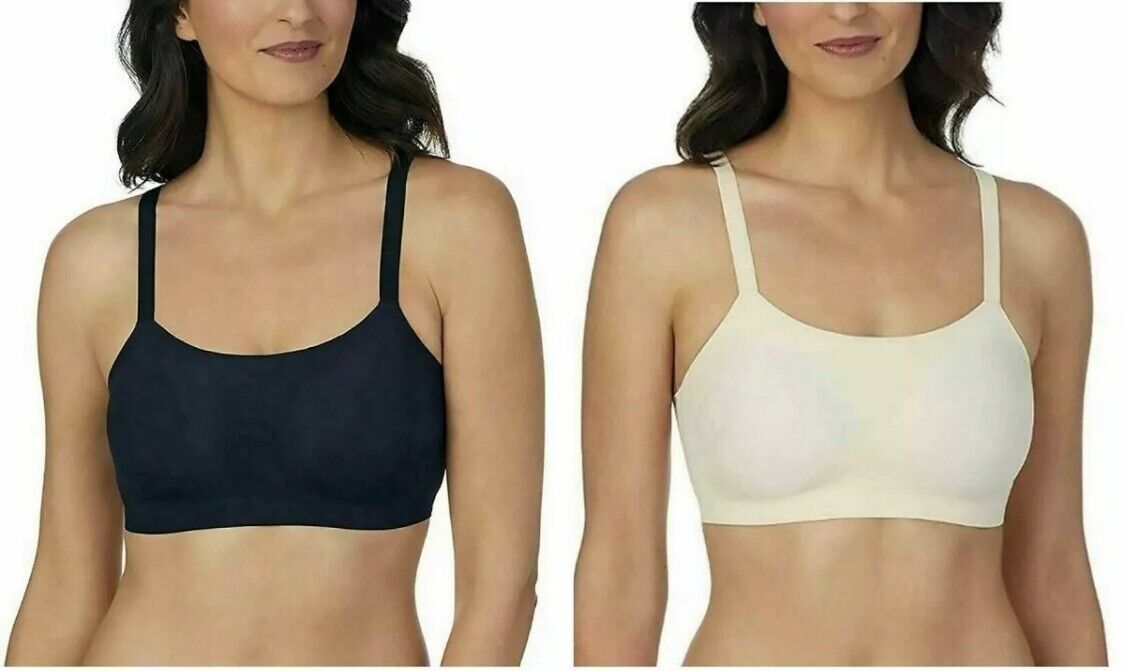 CAROLE HOCHMAN Womens 2-Pack Midnight Smooth Comfort Bra (Black/Shifting Sand, Small)