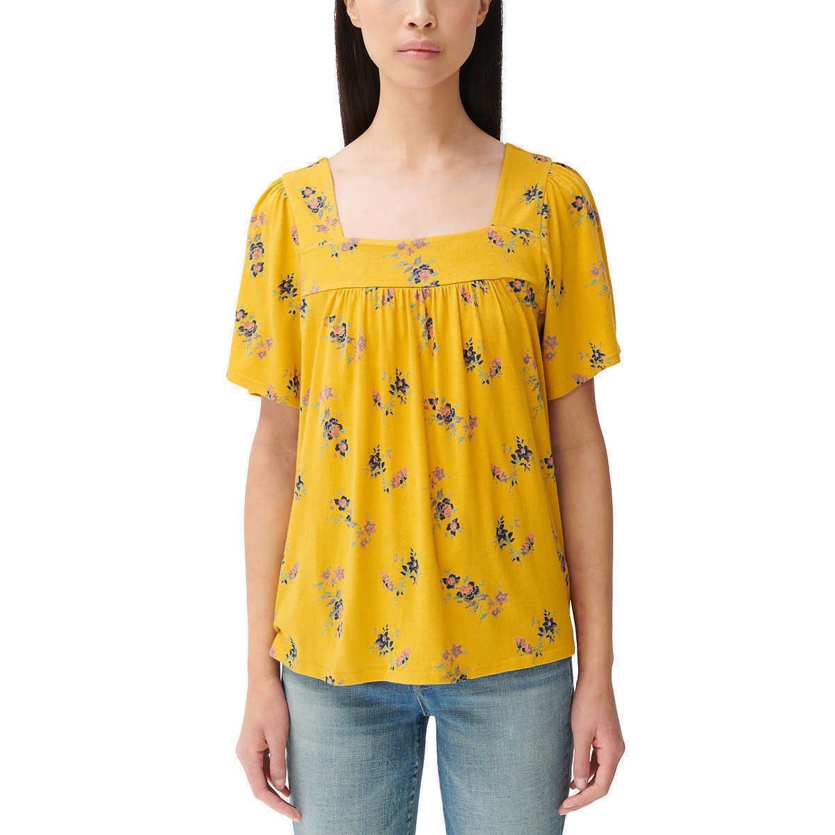 Lucky Brand Women's Square Neck Short Sleeve Top - Versatile and Stylish Fashion Essential