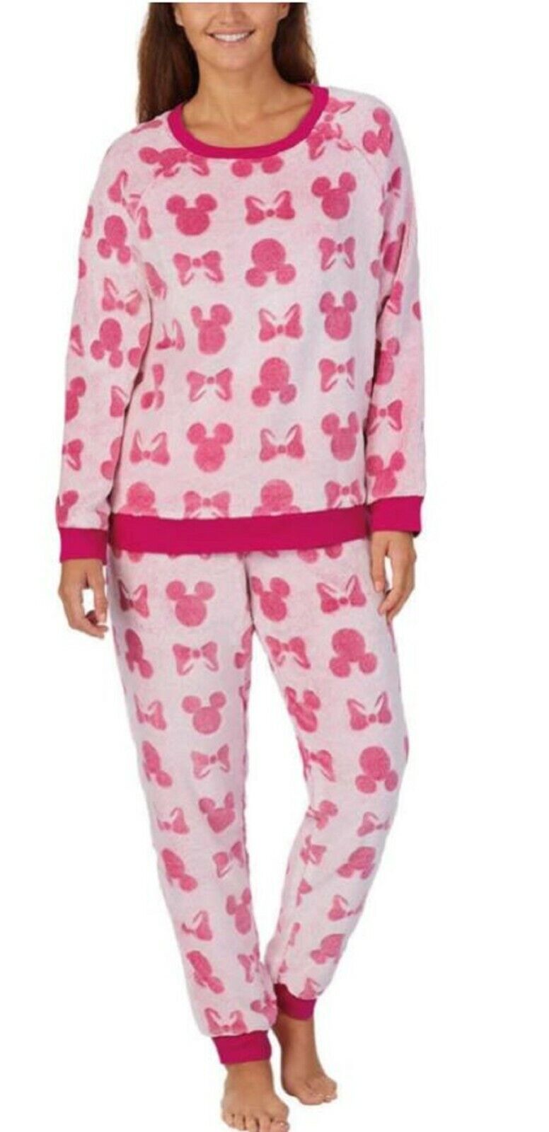 Disney Women's 2 Piece Jogger Lounge Set (Minnie Pink, XX-Large)