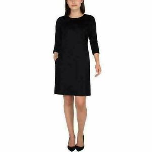 Nicole Miller Women's 3/4 Sleeve Dresses (Black, Large)