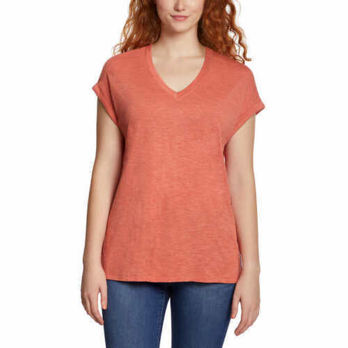 Jessica Simpson Women's V-Neck Knit Top (Burnt Sienna, Small)