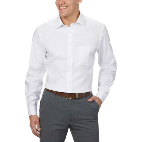 Kirkland Signature Men's Comfort Sportshirt (White, 15-15.5/34-35)