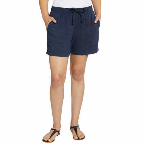 Nautica Women's Linen Blend Pull-On Short (Navy Seas, XL)