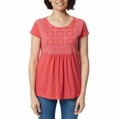 Gloria Vanderbilt Women's Embroidered Tee - Elegant Floral Embroidery