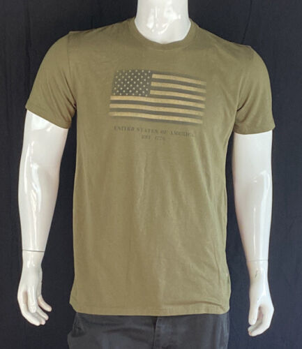 Great American Lakes & Timber GALT Men's Short Sleeve Patriotic Graphif T-shirt  (Olive, X-Large)