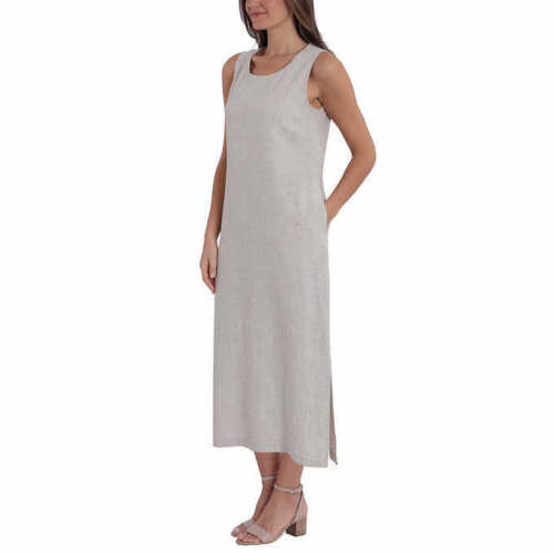 Briggs Women's Linen Blend Dress (Tan Cross Dye,L)