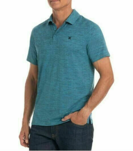 Hurley Men's Ultra Soft Stretch Moisture Wicking Performance Polo Shirt (Blue, Medium)