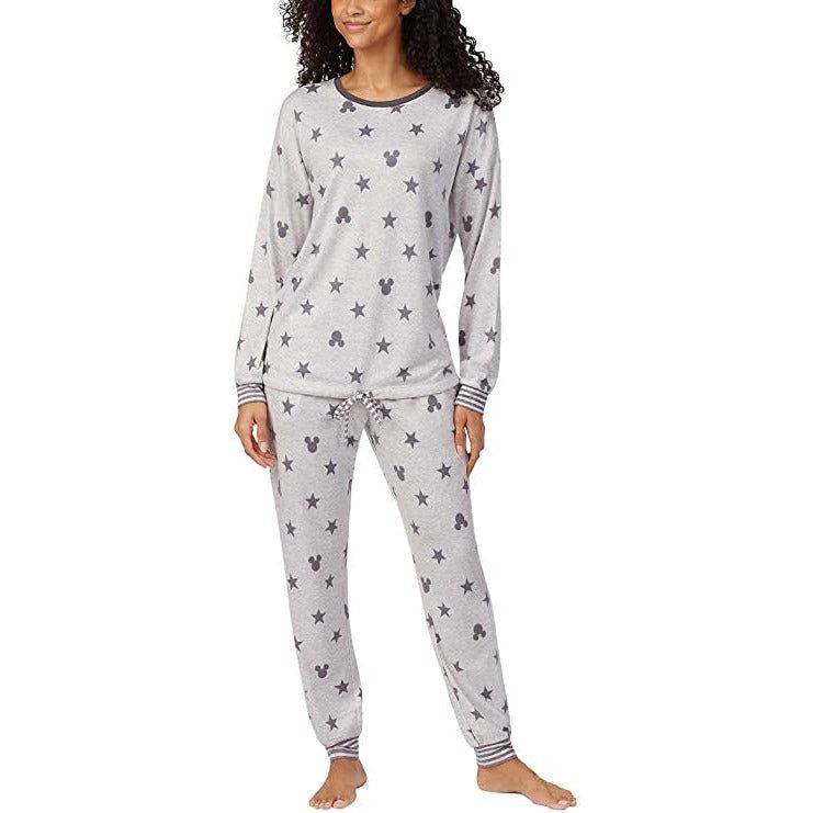 Disney Women's Cozy Pajama Set - Charming Character Print, Long Sleeve Top, Matching Pants - Comfortable Sleepwear