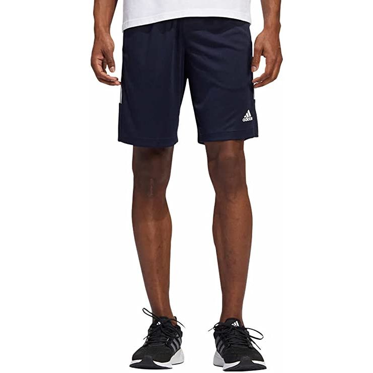 adidas Mens 3 Stripe Shorts with Zipper Pockets 