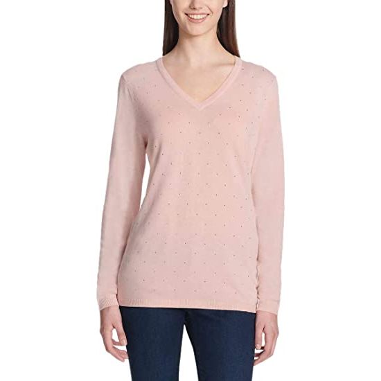 DKNY Women's Strass Embellished Sweater - Luxurious, Sparkling Fashion Essential