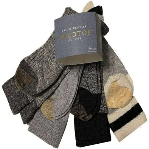Gold Toe Men's Traveler Crew Socks - 4 Pairs: Comfortable, Durable, Moisture-Wicking, Versatile Design