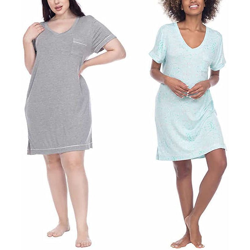 Honeydew Women's 2 Pack Sleep Shirt - Relaxed Fit, Playful Designs, Breathable Fabric - Sleepwear