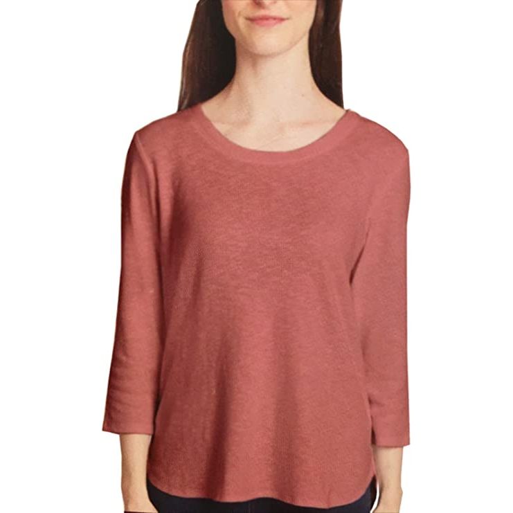 Gloria Vanderbilt 3/4 Sleeve Slub Tee - Versatile Women's Cotton Shirt for Casual and Semi-Formal Styling