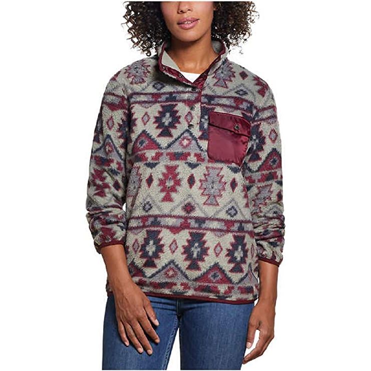 Vintage Weatherproof Women's Printed Fleece Pullover - Cozy & Stylish Outerwear