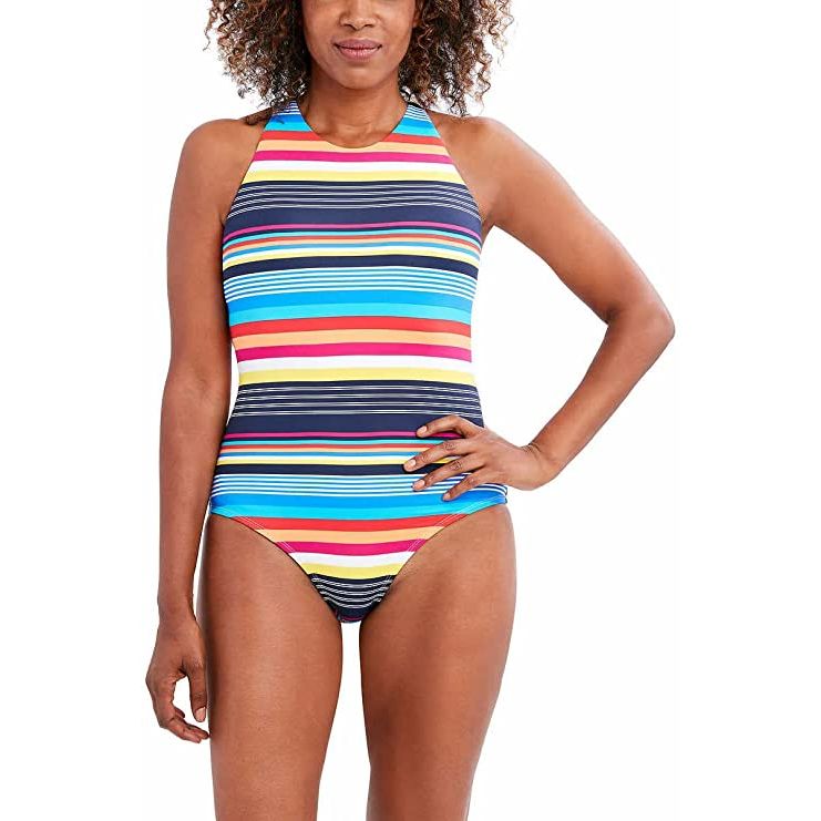 Nautica Women's Cross Back One Piece Swimsuit - Elegant Beachwear 