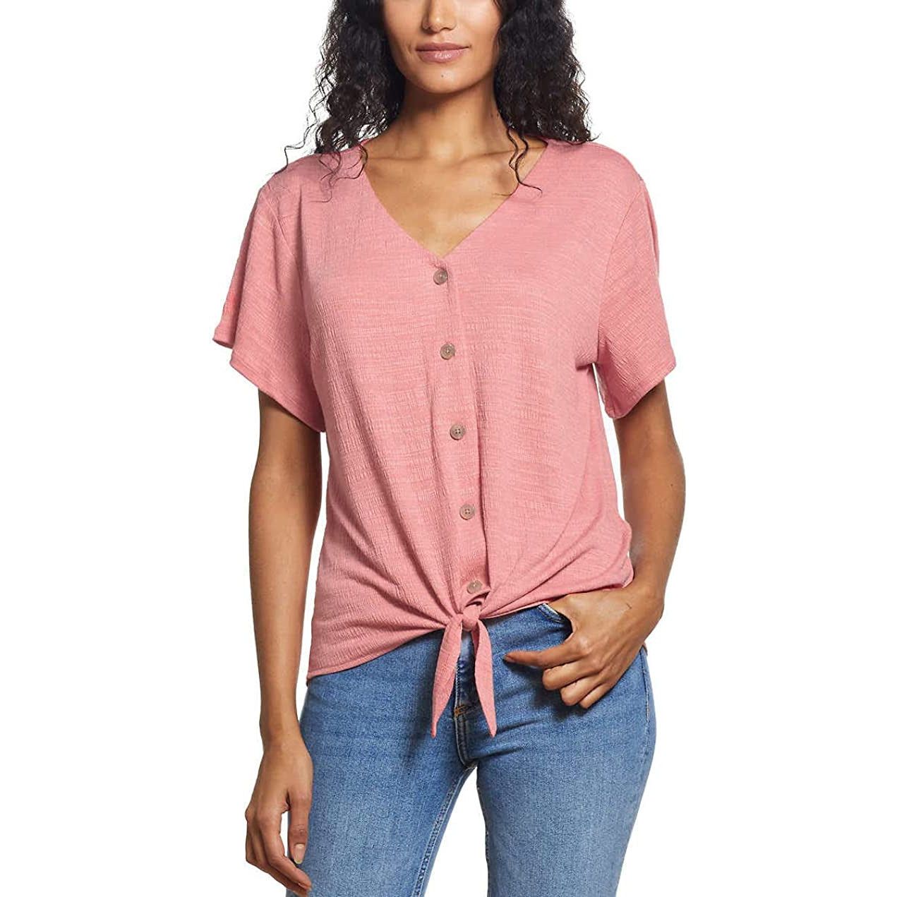 Weatherproof Vintage Tie Front Top - Elegant & Durable | Shop Now!