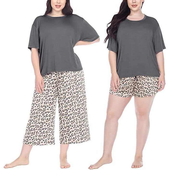 Cozy and chic Honeydew 3-piece pajama set: Long-sleeve top, shorts, and pants in soft, breathable fabric