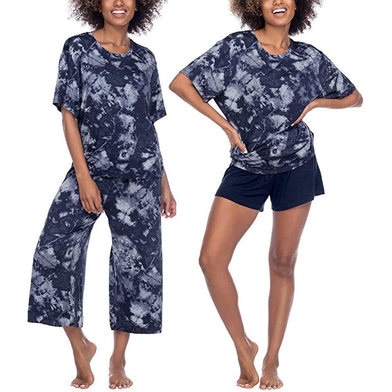 Cozy and chic Honeydew 3-piece pajama set: Long-sleeve top, shorts, and pants in soft, breathable fabric