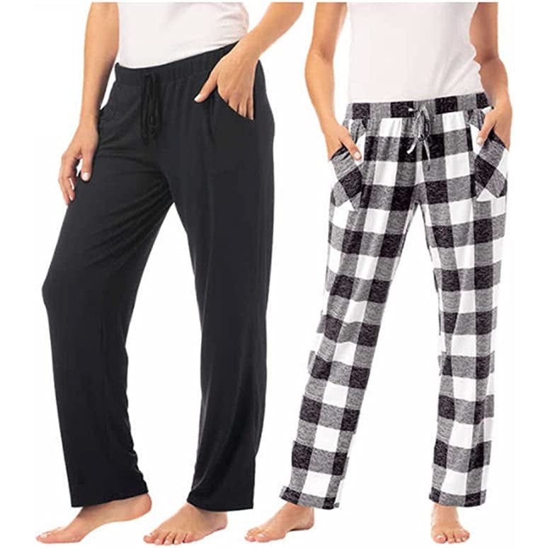 Lucky Brand Women's 2 Pack Straight Leg Lounge Pant - Comfortable and Stylish Loungewear for Women - Versatile Casual Pants