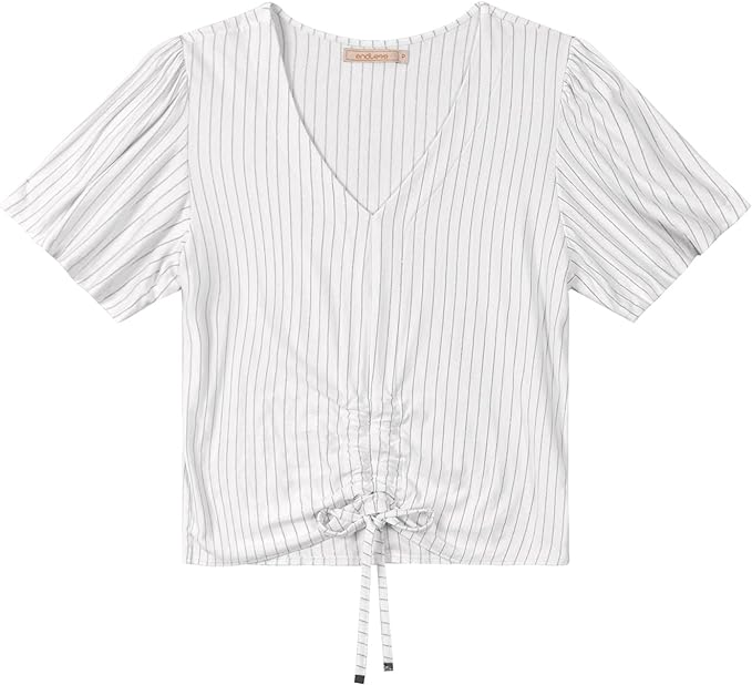 Rovitex Endless Collection Women's Front Tie Cropped Blouse 