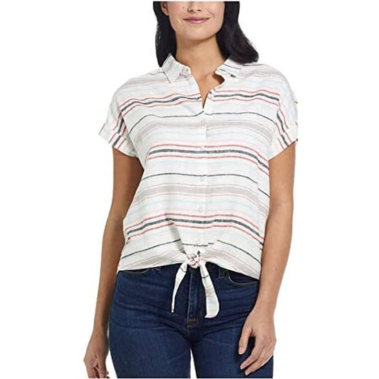 Vintage Women's Tie Front Top: Weatherproof & Stylish 