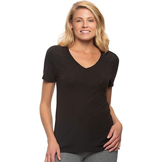 Felina Women's Slub Jersey V-Neck Tee: Soft & Breathable Cotton-Poly Blend Short Sleeve T-Shirt in Multiple Colors