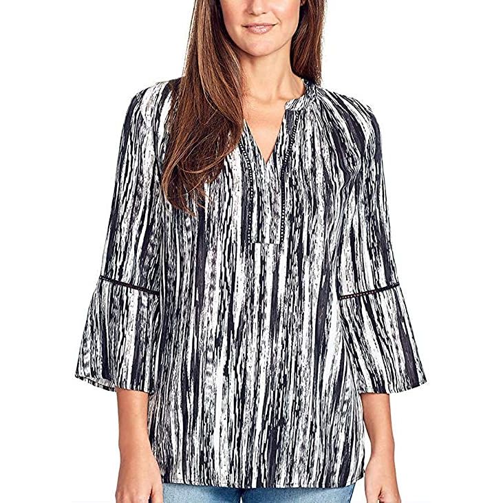 Gloria Vanderbilt Nova Flutter Sleeve Blouse - Elegant Women's Top in Classic and Contemporary Colors.