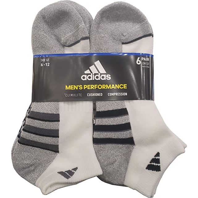 adidas Mens 6-Pair Low Cut Socks