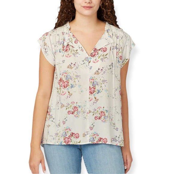 Buffalo David Bitton Flutter Sleeve Floral Top: Feminine elegance in a romantic floral print