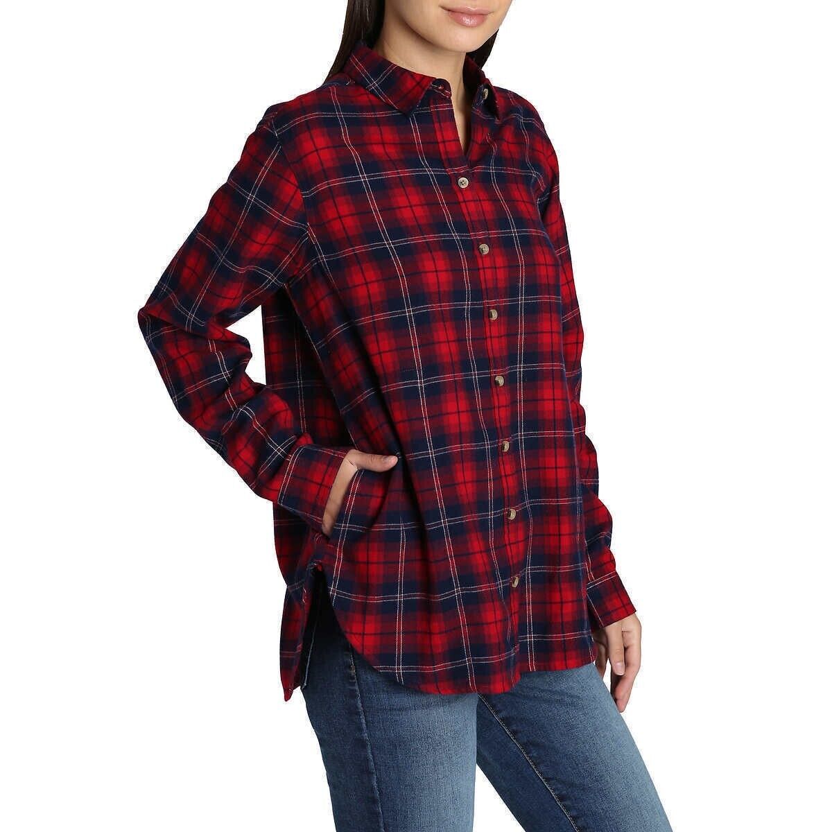 Jachs Girlfriend Ladies' Cozy Flannel Long Sleeve Shirt