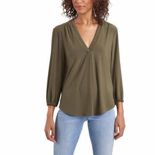 Two By Vince Camuto Women's V-Neck Top - Stylish and Versatile Sleeveless Blouse for Women